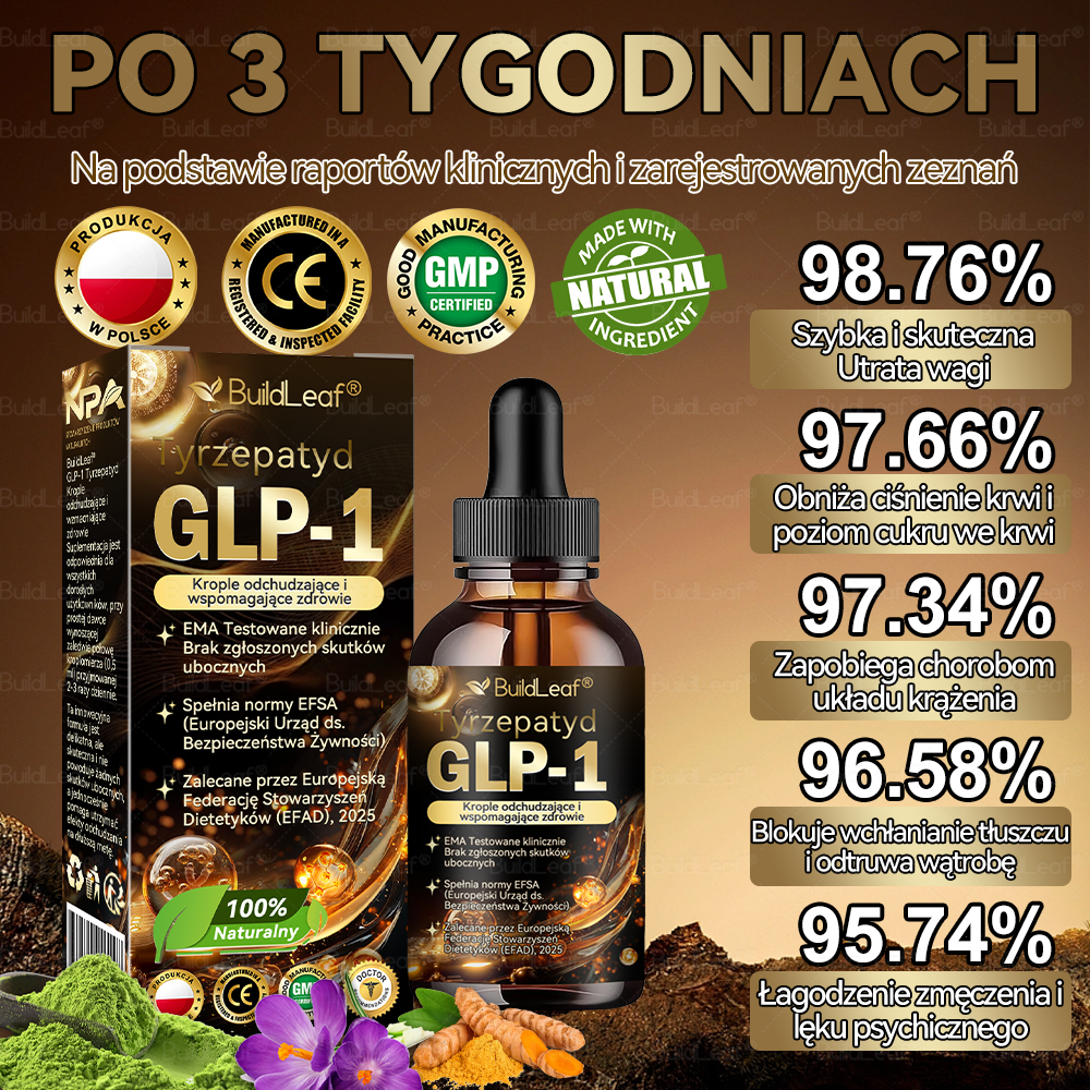 Zalecane przez Mayo Clinic | Oficjalny sklep | BuildLeaf® TIRZEPATIDE GLP-1 Ziołowy Płyn Doustny