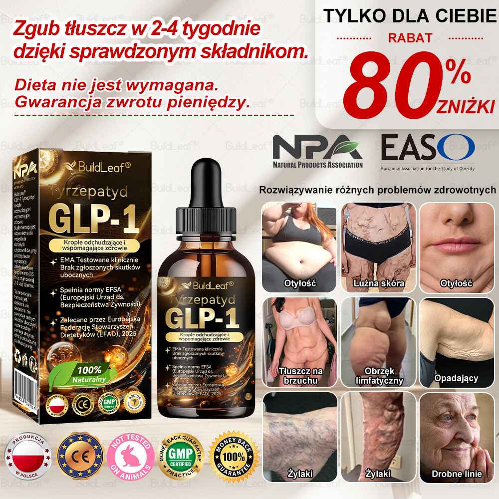 Zalecane przez Mayo Clinic | Oficjalny sklep | BuildLeaf® TIRZEPATIDE GLP-1 Ziołowy Płyn Doustny
